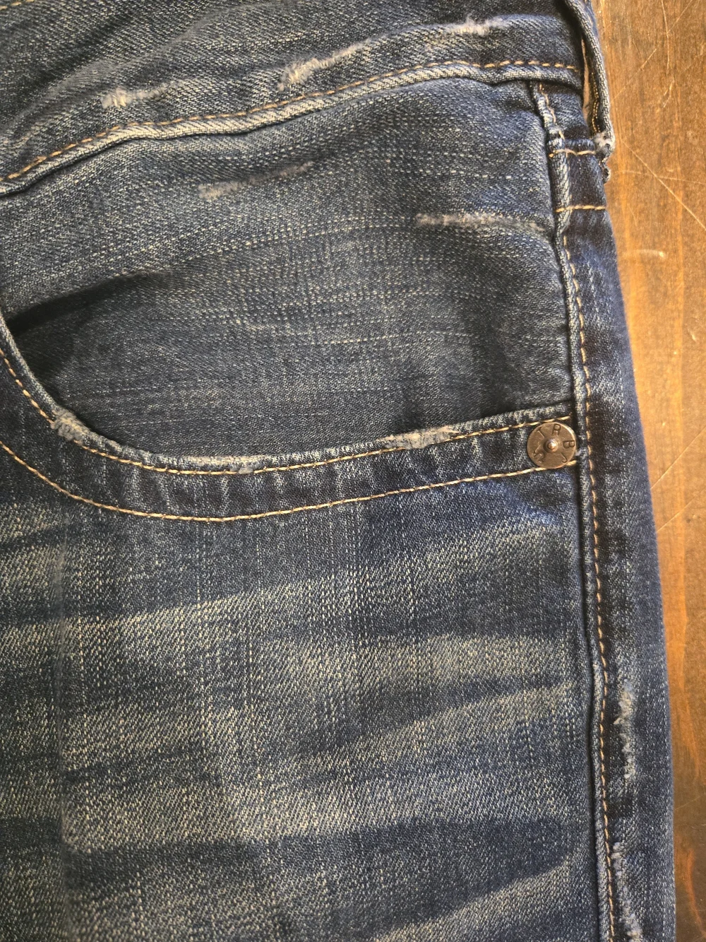 True Religion Ricky Straight Jeans Men 36 Blue Red Stitch 100% Cotton Rigid